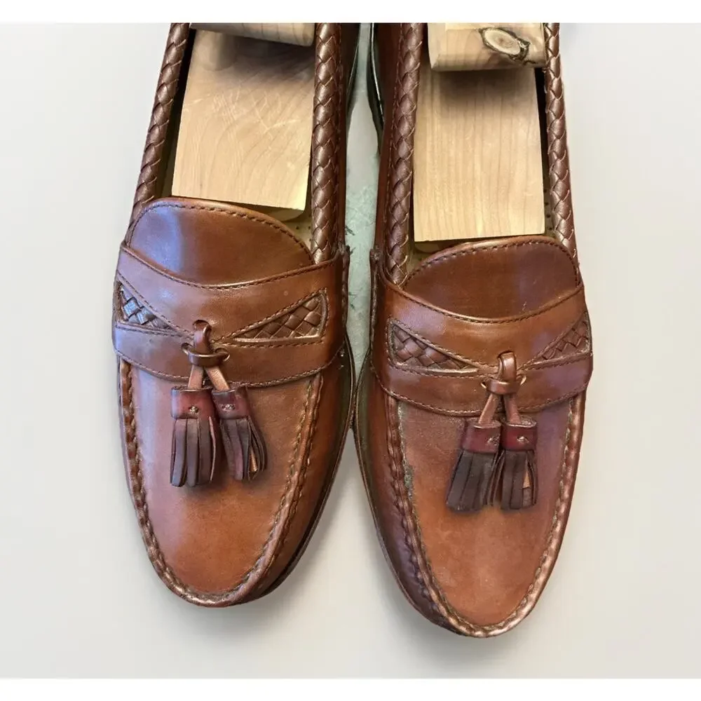 Allen Edmonds Maxfield Tassel Loafers Brown Leather Shoes 47716 Men's 8.5 B